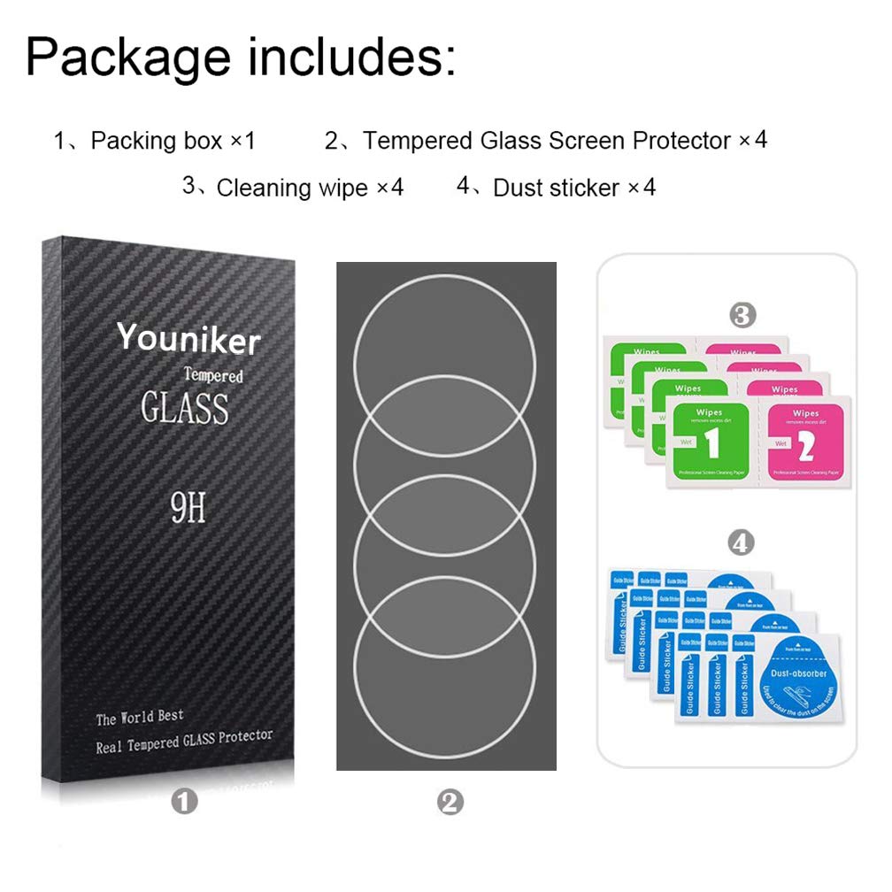 Youniker Youniker 4 Pack Tempered Glass Screen Protectors for Fossil Gen 5E 44mm Smartwatch Anti-Scratch Cover - View 7 of 7