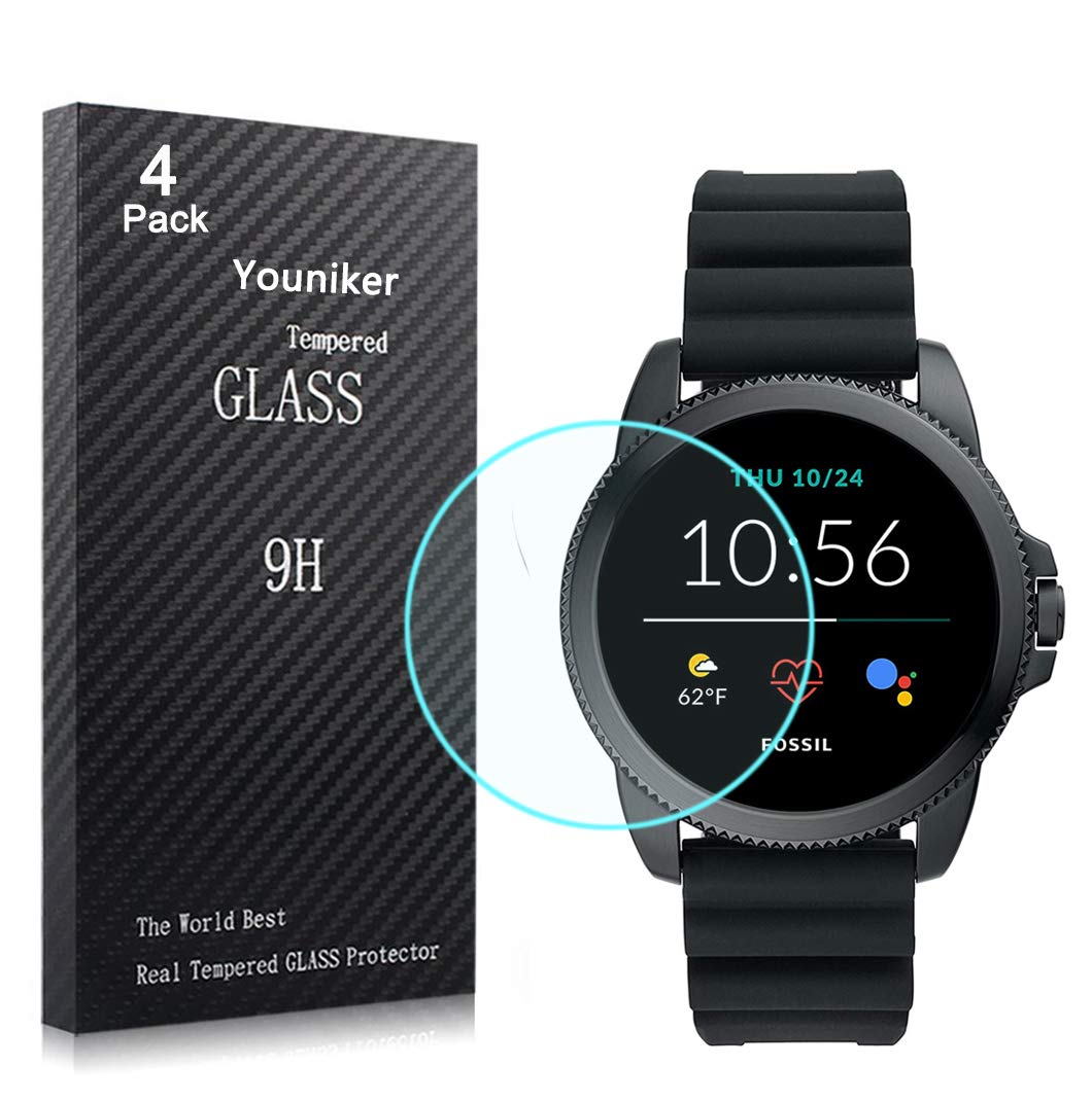 Youniker 4 Pack Tempered Glass Screen Protectors for Fossil Gen 5E 44mm Smartwatch Anti-Scratch Cover