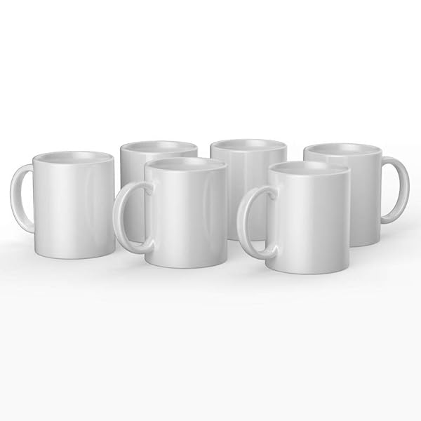 Cricut 12 Oz Cricut Beveled Blanks: Dishwasher Safe Ceramic Mugs for Sublimation & Crafts - 6 Count