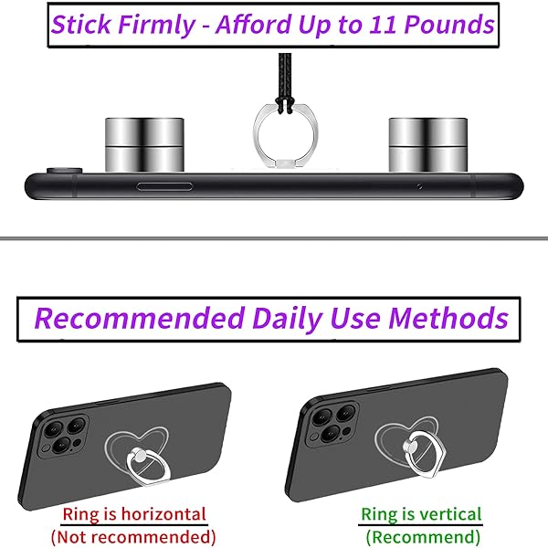 TACOMEGE TACOMEGE Transparent Clear Phone Holder Ring Grips Finger Ring Stand for Cell Phone Tablet Heart Clear - View 3 of 7