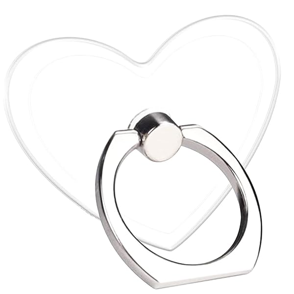 TACOMEGE Transparent Clear Phone Holder Ring Grips Finger Ring Stand for Cell Phone Tablet Heart Clear