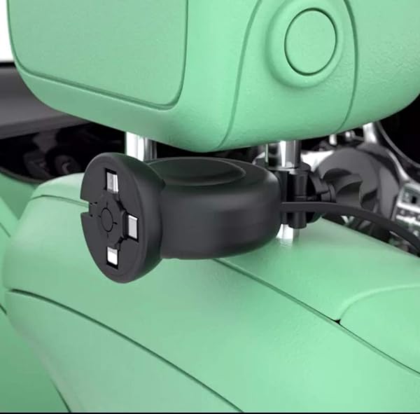 W&A Liphontcta 3-in-1 Car Headrest Charging Cable: Retractable Power for Backseat Passengers
