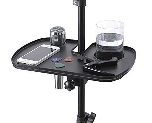 Auhafaly Deluxe Auhafaly Plastic Microphone Stand Tray with Drink Holder for Concerts & Performances