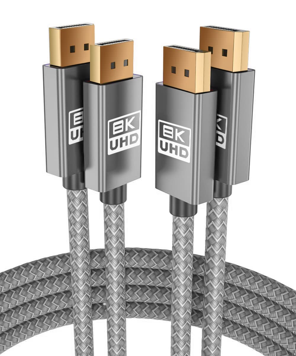 Itramax 8K DisplayPort Cable 10FT (2-Pack) - Ultra High Speed DP 1.4 for 4K@144Hz, 2K@165Hz, 1080P@240Hz - Perfect for Gaming & Streaming