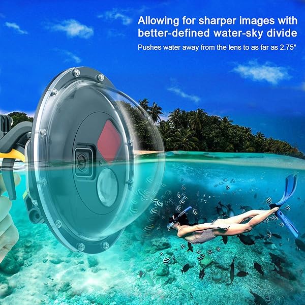 GEPULY GEPULY Dome Port Lens for GoPro Hero 5/6/7: Waterproof Case, Red Filter & Macro Filter Included - View 4 of 10