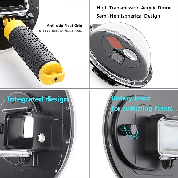 GEPULY GEPULY Dome Port Lens for GoPro Hero 5/6/7: Waterproof Case, Red Filter & Macro Filter Included - View 7 of 10