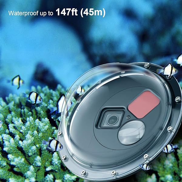 GEPULY GEPULY Dome Port Lens for GoPro Hero 5/6/7: Waterproof Case, Red Filter & Macro Filter Included - View 9 of 10