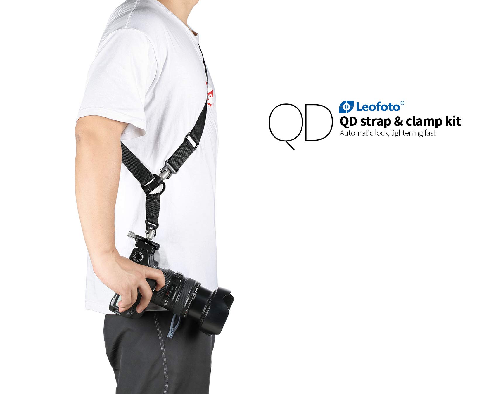 Leofoto SP-01 DC-22Q QD Strap and Clamp Kit with Arca Swiss Dovetail Clamp and Two 1/4-20 Tripod Sockets - View 3 of 8