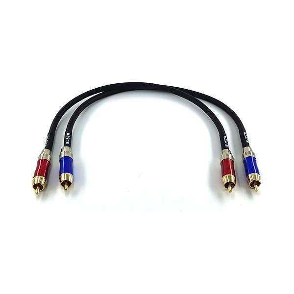WJSTN High-Fidelity WJSTN-020 RCA to RCA Audio Cable - Male to Male, 1FT, Double Shielded for Subwoofer & Home Theater (2 Pack)