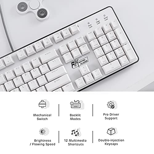 RK ROYAL KLUDGE RK ROYAL KLUDGE RK920 Full Size Mechanical Keyboard Rainbow Backlit 104 Keys Wired Gaming Keyboard with Quiet Red Switch - View 3 of 10