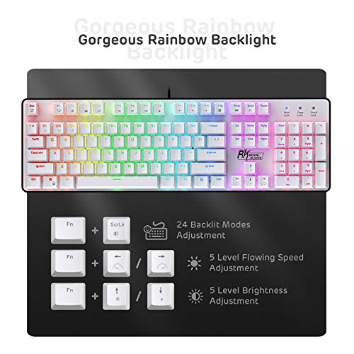 RK ROYAL KLUDGE RK ROYAL KLUDGE RK920 Full Size Mechanical Keyboard Rainbow Backlit 104 Keys Wired Gaming Keyboard with Quiet Red Switch - View 4 of 10