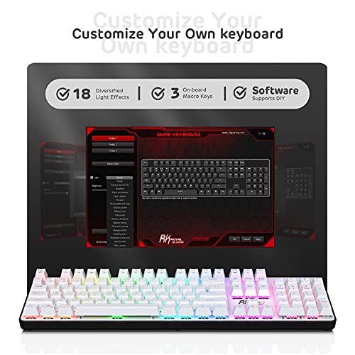 RK ROYAL KLUDGE RK ROYAL KLUDGE RK920 Full Size Mechanical Keyboard Rainbow Backlit 104 Keys Wired Gaming Keyboard with Quiet Red Switch - View 8 of 10