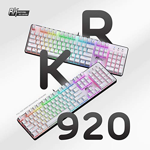 RK ROYAL KLUDGE RK ROYAL KLUDGE RK920 Full Size Mechanical Keyboard Rainbow Backlit 104 Keys Wired Gaming Keyboard with Quiet Red Switch - View 10 of 10
