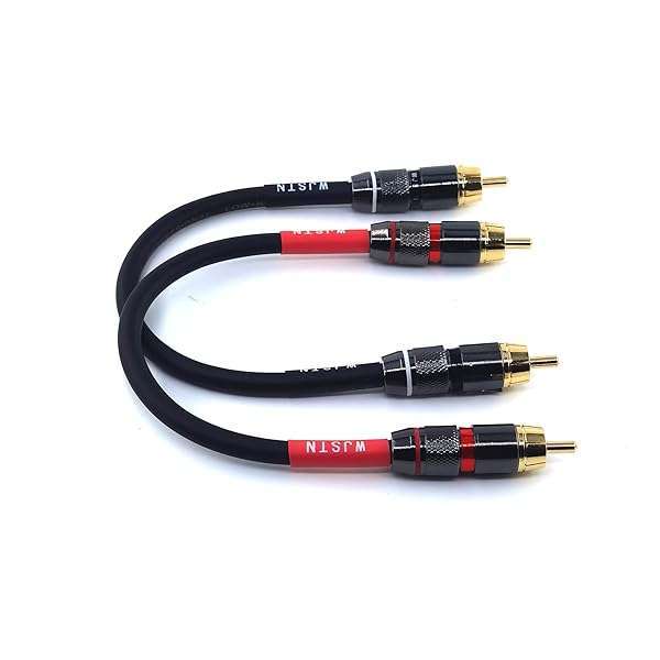WJSTN High-Fidelity WJSTN-020 RCA to RCA Audio Cable 2-Pack - 6IN Stereo Converter for Subwoofer & Home Theater - View 3 of 6