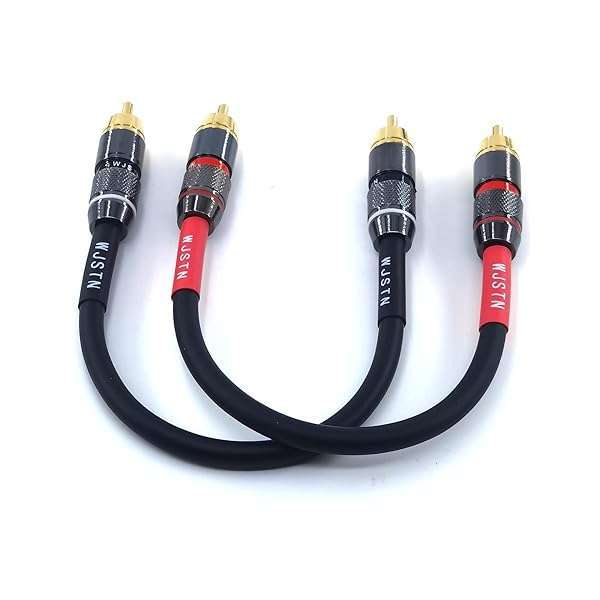 WJSTN High-Fidelity WJSTN-020 RCA to RCA Audio Cable 2-Pack - 6IN Stereo Converter for Subwoofer & Home Theater - View 4 of 6