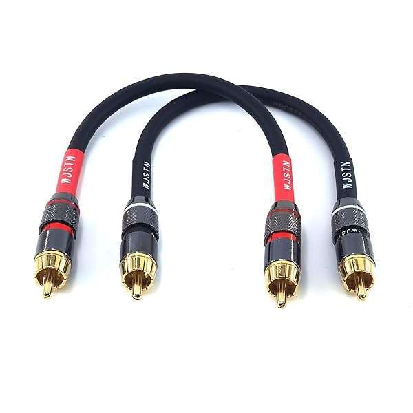 WJSTN High-Fidelity WJSTN-020 RCA to RCA Audio Cable 2-Pack - 6IN Stereo Converter for Subwoofer & Home Theater - View 2 of 6