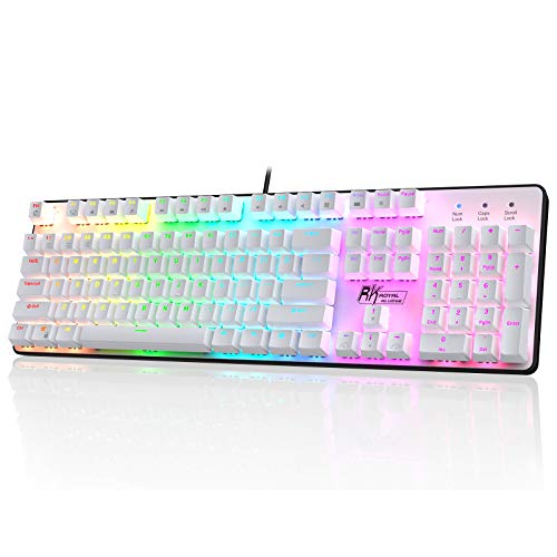 RK ROYAL KLUDGE RK ROYAL KLUDGE RK920 Full Size Mechanical Keyboard Rainbow Backlit 104 Keys Wired Gaming Keyboard with Tactile Brown Switch