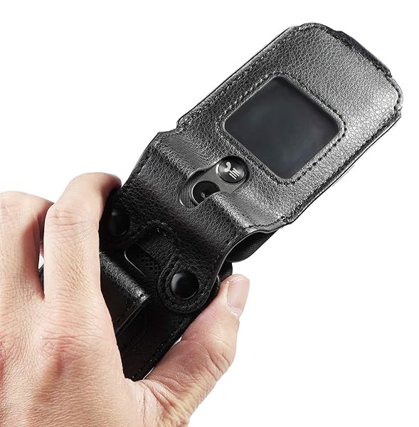 Nakedcellphone Black Vegan Leather Case for MyFlip 2 Nakedcellphone Form-Fit Cover with Built-in Screen Protection and Metal Belt Clip for Alcatel A406DL - View 4 of 10