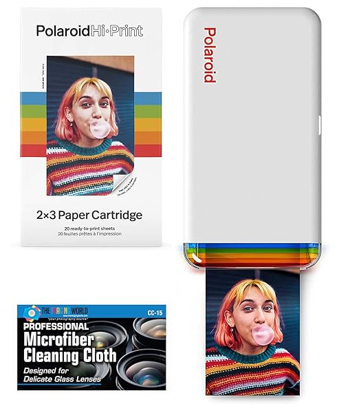 The Imaging World Polaroid Hi-Print Bluetooth Pocket Photo Printer 2x3 with 20 Sheets Paper Cartridge and Microfiber Cloth - View 2 of 9