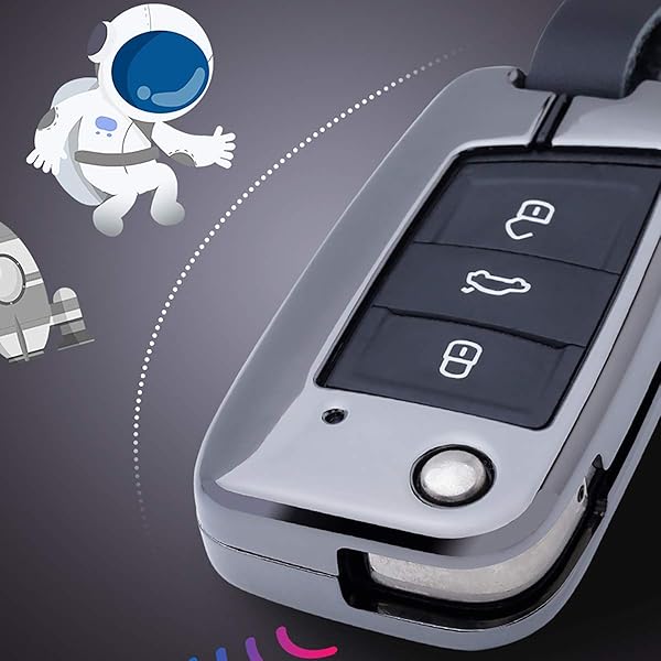 ontto Ontto Stylish Key Fob Cover for VW Skoda Polo Jetta Golf 7 GTI R20 3-Button Key Protector Leather Key Shell Black - View 4 of 7