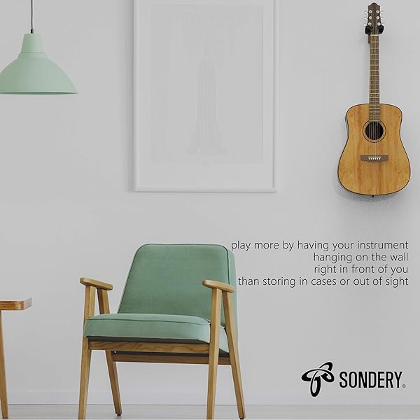 Sondery Sondery Guitar Hanger Wall Mount Adjustable Hook Holder for Acoustic Electric Guitar Ukulele Bass Banjo Mandolin NOT for Nitro Finish - View 8 of 9