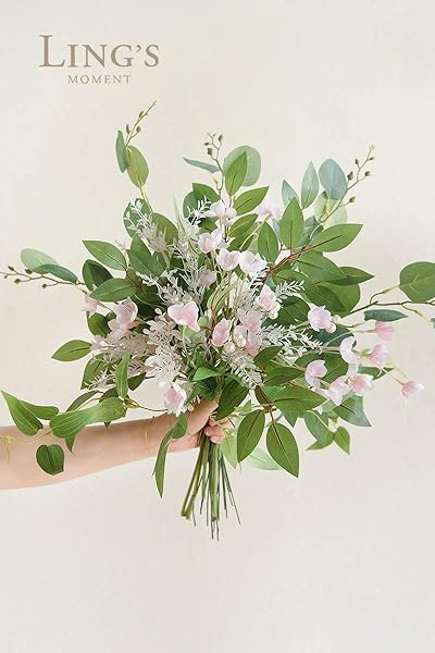 Ling's moment Ling's Moment 42pcs Artificial Greenery Stems Box Set for DIY Bridal Bouquets Wedding Floral Arrangements and Table Centerpieces Green Pink - View 3 of 4