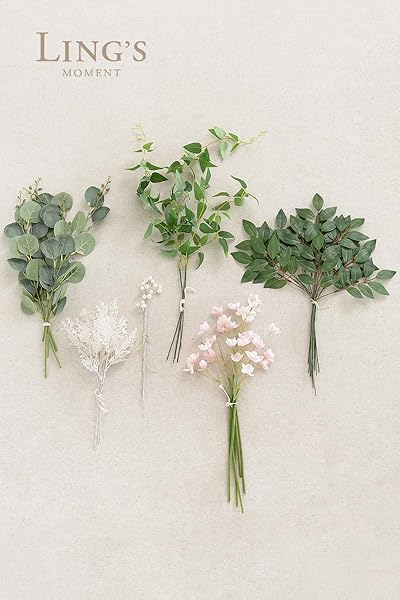Ling's moment Ling's Moment 42pcs Artificial Greenery Stems Box Set for DIY Bridal Bouquets Wedding Floral Arrangements and Table Centerpieces Green Pink - View 4 of 4