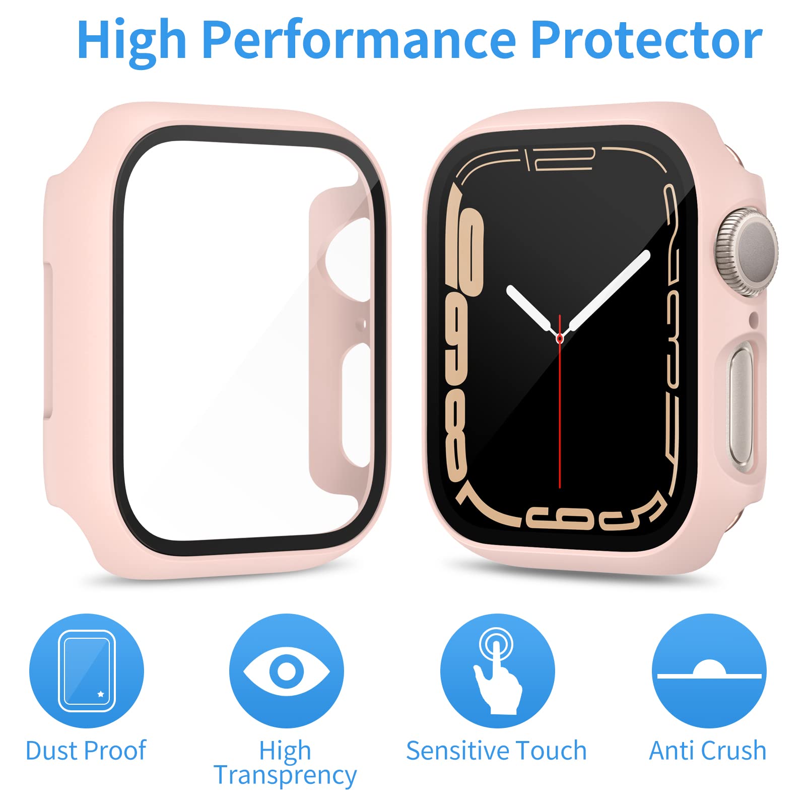 ZEBRE 4-Pack Hard PC Case and Tempered Glass Screen Protector for Apple Watch Series 6 SE 5 4 44mm - View 2 of 8