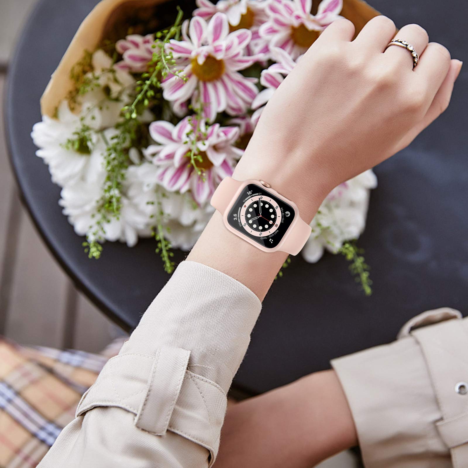 ZEBRE 4-Pack Hard PC Case and Tempered Glass Screen Protector for Apple Watch Series 6 SE 5 4 44mm - View 7 of 8