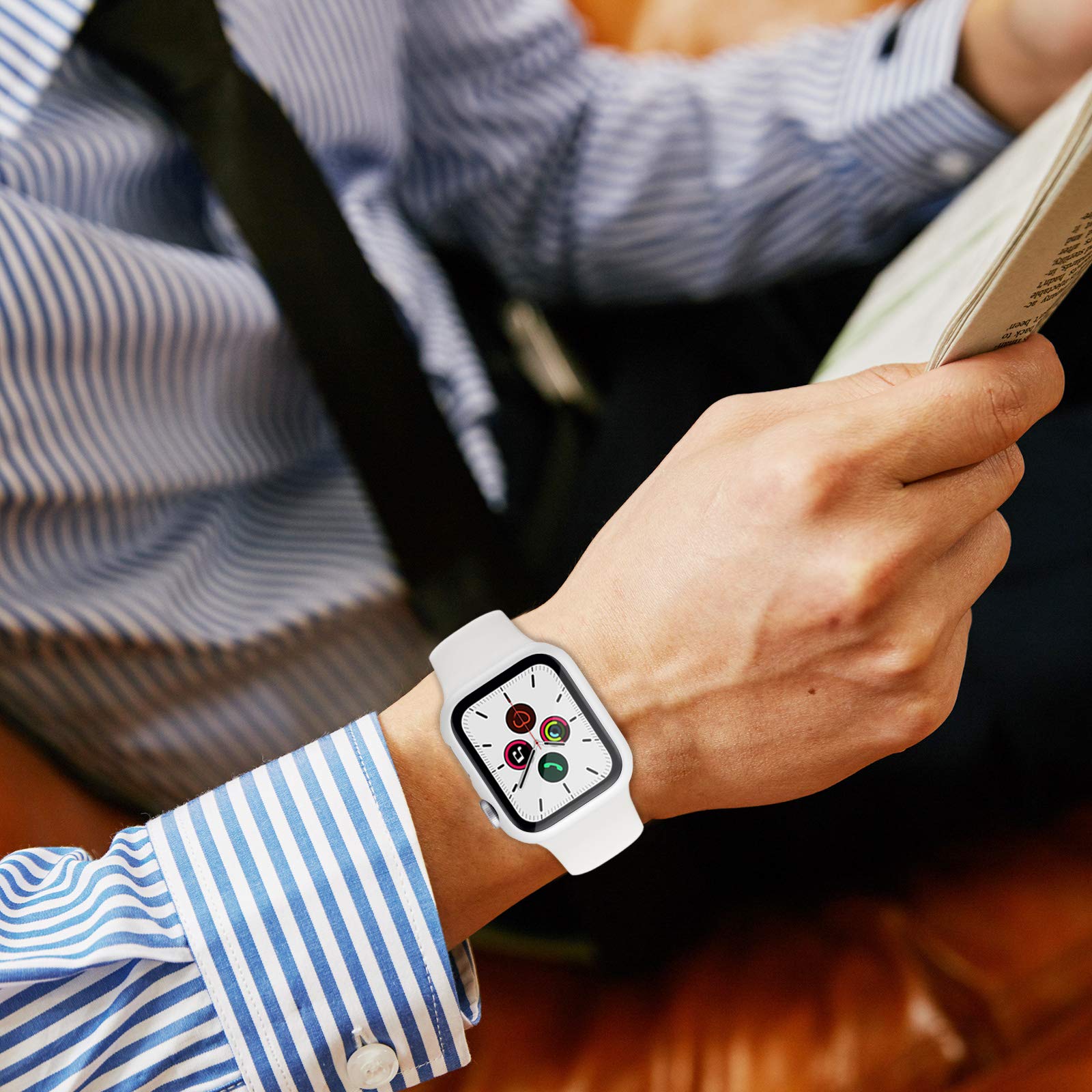 ZEBRE 4-Pack Hard PC Case and Tempered Glass Screen Protector for Apple Watch Series 6 SE 5 4 44mm - View 8 of 8