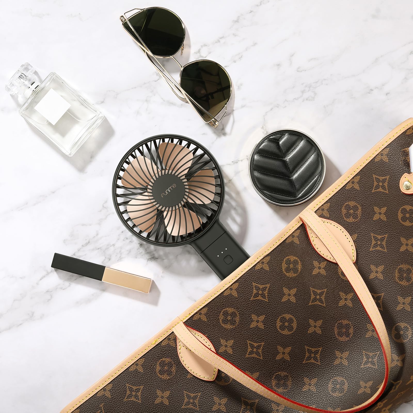 Funme Handheld Fan 5000 Battery Quiet Strong Wind 20 Hour 4 Speeds Foldable Powerful Cooling Personal Desk Fan Black - View 3 of 7