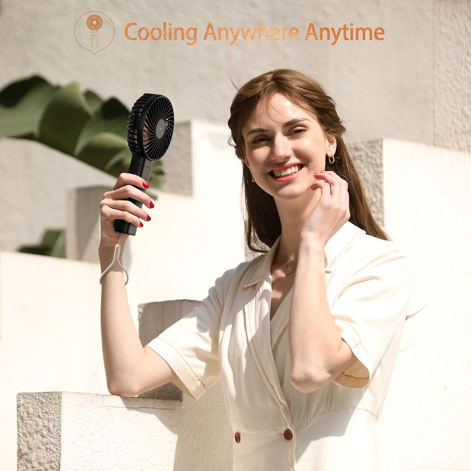 Funme Handheld Fan 5000 Battery Quiet Strong Wind 20 Hour 4 Speeds Foldable Powerful Cooling Personal Desk Fan Black - View 5 of 7