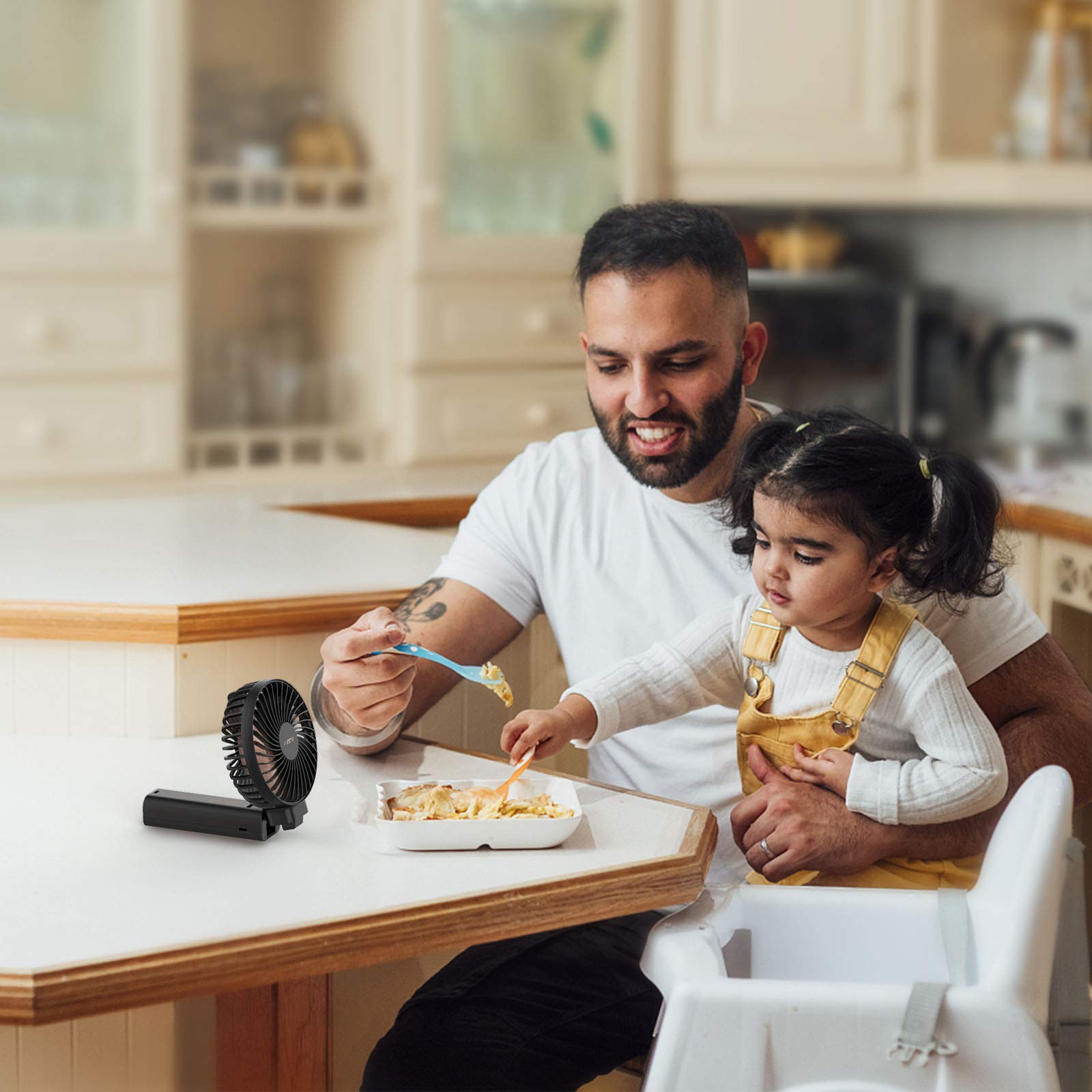 Funme Handheld Fan 5000 Battery Quiet Strong Wind 20 Hour 4 Speeds Foldable Powerful Cooling Personal Desk Fan Black - View 7 of 7