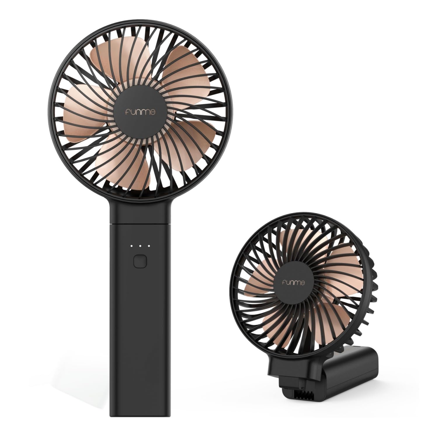 Funme Handheld Fan 5000 Battery Quiet Strong Wind 20 Hour 4 Speeds Foldable Powerful Cooling Personal Desk Fan Black