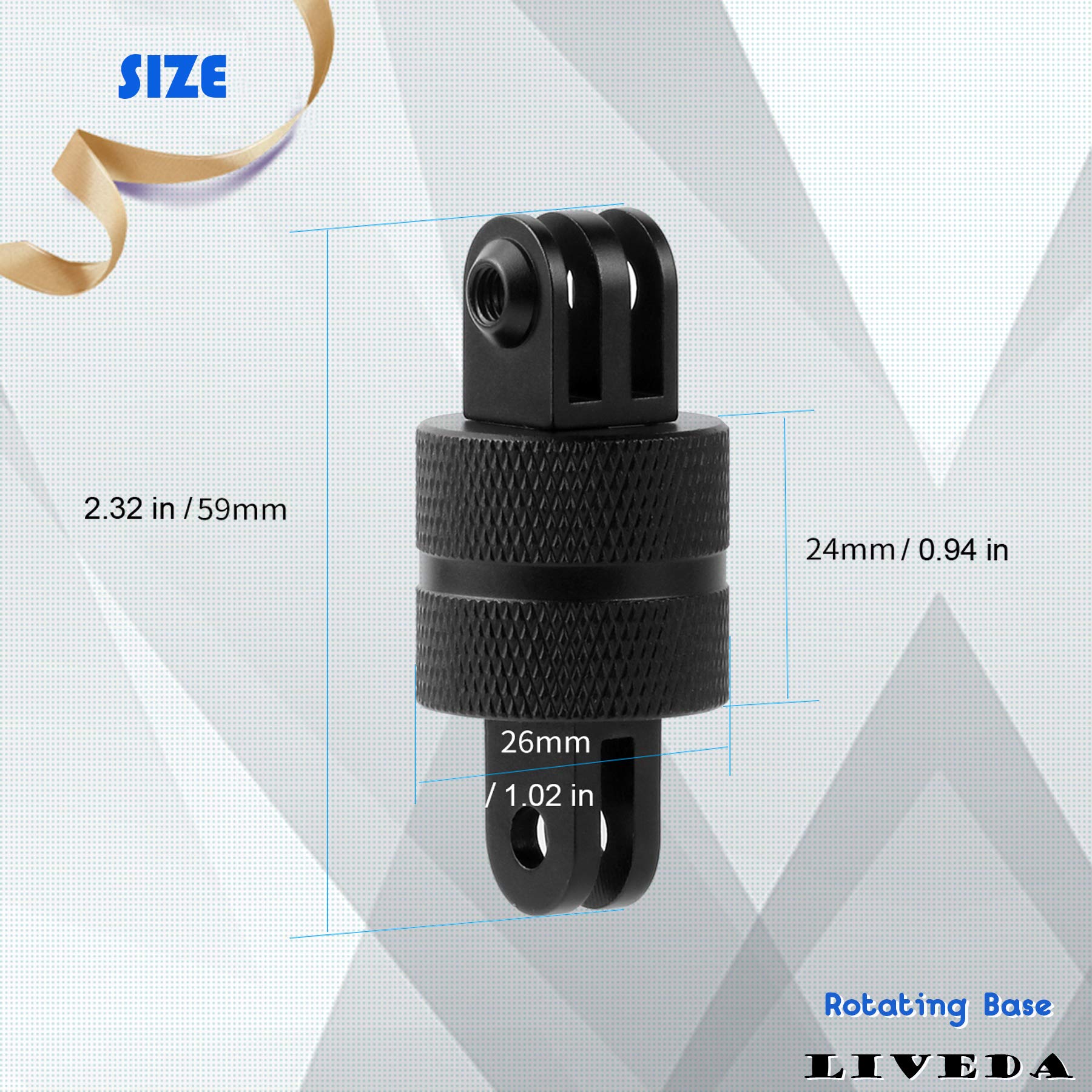 Niewalda Niewalda 360 Degree Rotation Tripod Mount Adapter for GoPro Hero Series and Action Cameras Aluminum 1/4 inch 20 Camera Mount - View 2 of 6