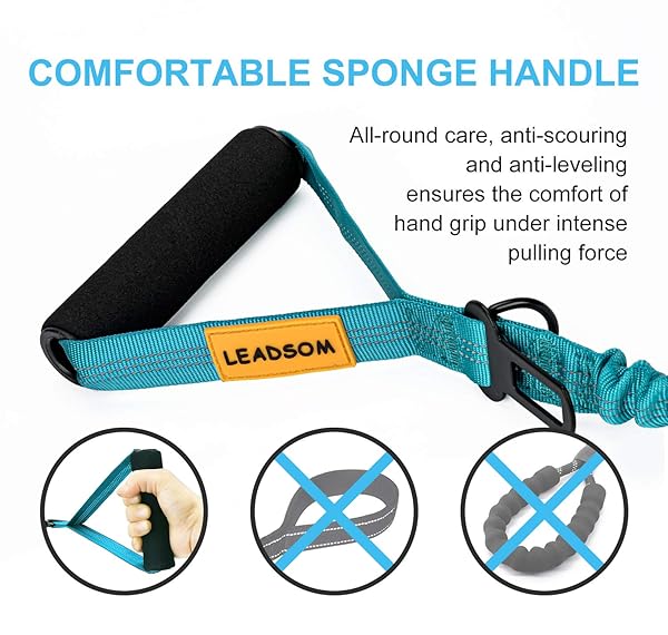 LEADSOM LEADSOM 6FT Reflective Heavy Duty Elastic Dog Leash with Padded Handle for Medium and Large Dogs Ideal for Training and Comfort - View 4 of 8