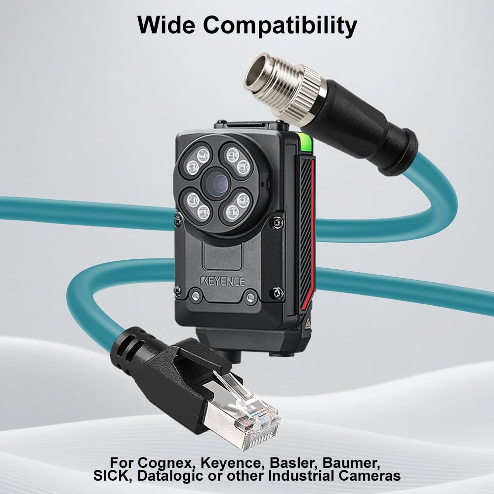 Alvin's Cables Alvins Cables M12 8 Pin Male to RJ45 Shielded Ethernet Cable 9.8ft for Cognex Industrial Camera Cat6a X Coded 8 Position - View 2 of 9