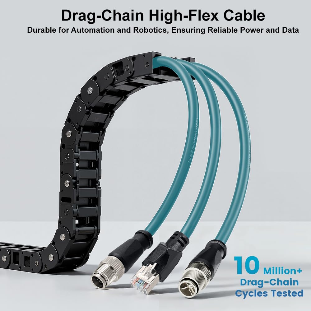 Alvin's Cables Alvins Cables M12 8 Pin Male to RJ45 Shielded Ethernet Cable 9.8ft for Cognex Industrial Camera Cat6a X Coded 8 Position - View 6 of 9
