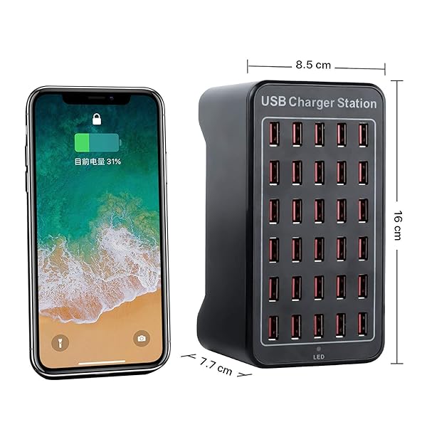 MIXILIN 30 Port USB Fast Charger Station with Smart Charging Recognition Ideal for Travel Family Gatherings Schools and Hotels - View 7 of 8