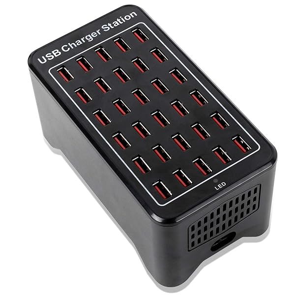 MIXILIN 30 Port USB Fast Charger Station with Smart Charging Recognition Ideal for Travel Family Gatherings Schools and Hotels