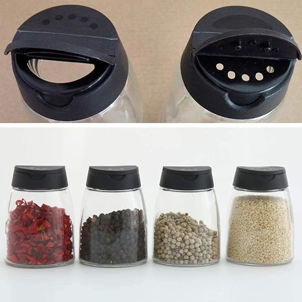 Celiseaya Glass Spice Jars Set of 8 Double Lids Seasoning Shakers for Salt and Pepper Storage - View 3 of 9