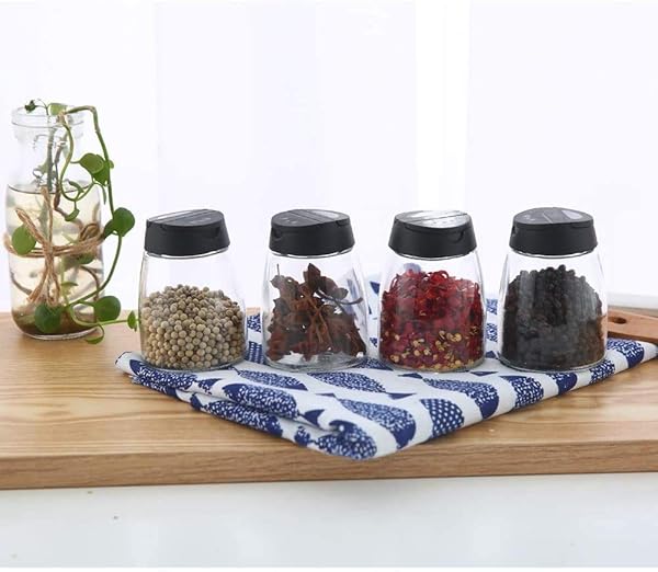 Celiseaya Glass Spice Jars Set of 8 Double Lids Seasoning Shakers for Salt and Pepper Storage - View 6 of 9