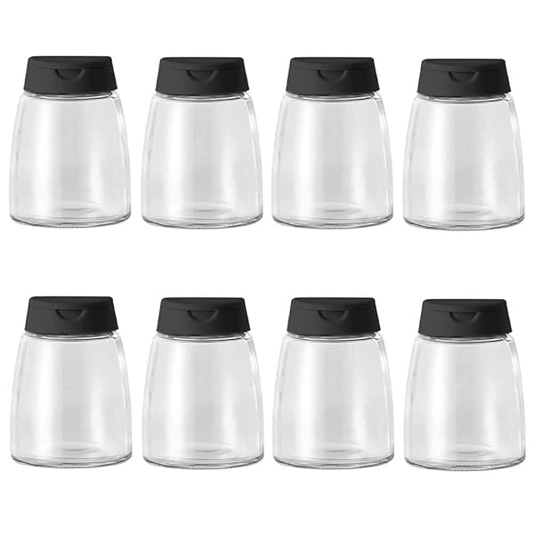Celiseaya Glass Spice Jars Set of 8 Double Lids Seasoning Shakers for Salt and Pepper Storage - View 9 of 9