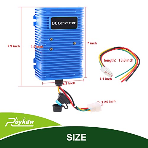 Roykaw Roykaw Golf Cart Voltage Reducer Regulator 36V 48V to 12V DC Converter for EZGO Club Car Yamaha Dual Power Source 30A 360W - View 6 of 8
