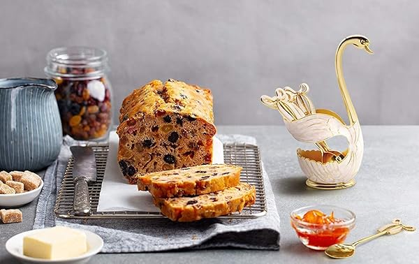 Flylin Flylin Gold Coffee Dessert Spoon Set with Swan Base Holder & 6 Ice Cream Teaspoons - Elegant Flatware Organizer - View 6 of 11