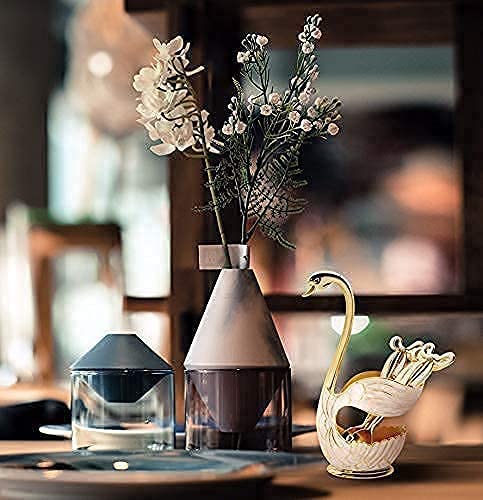 Flylin Flylin Gold Coffee Dessert Spoon Set with Swan Base Holder & 6 Ice Cream Teaspoons - Elegant Flatware Organizer - View 10 of 11