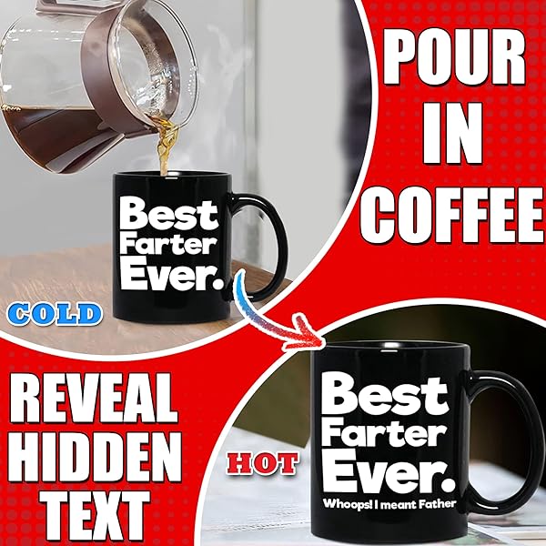 GR8AM Best Farter I Meant Father 12oz Color Changing Mug Funny Gifts for Dads Unique Birthday Presents for Men Father of the Year - View 4 of 6