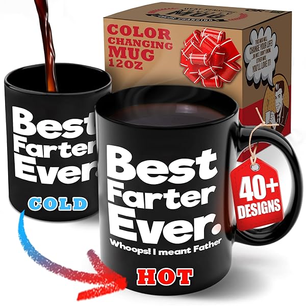 GR8AM Best Farter I Meant Father 12oz Color Changing Mug Funny Gifts for Dads Unique Birthday Presents for Men Father of the Year