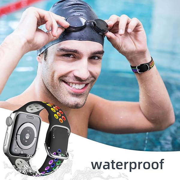 Muranne Breathable Soft Silicone Sport Band for Apple Watch 38mm to 49mm Compatible with iWatch Ultra Series 10 to 1 for Men and Women - View 3 of 9