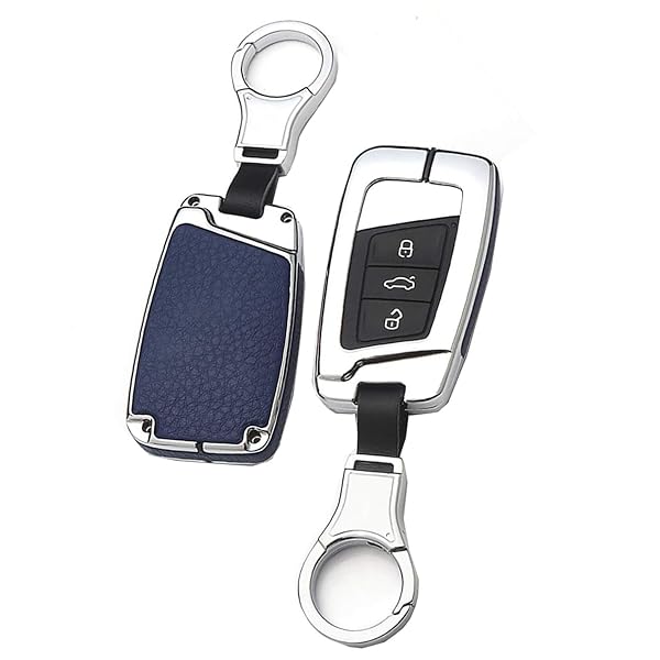 ontto ontto Full Protection Key Fob Cover for VW Smart Remote Key Shell Volkswagen Key Holder Blue with Keychain - View 2 of 10
